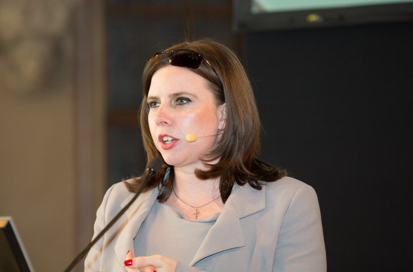 Susan HayesCulleton on stage hosting a conference
